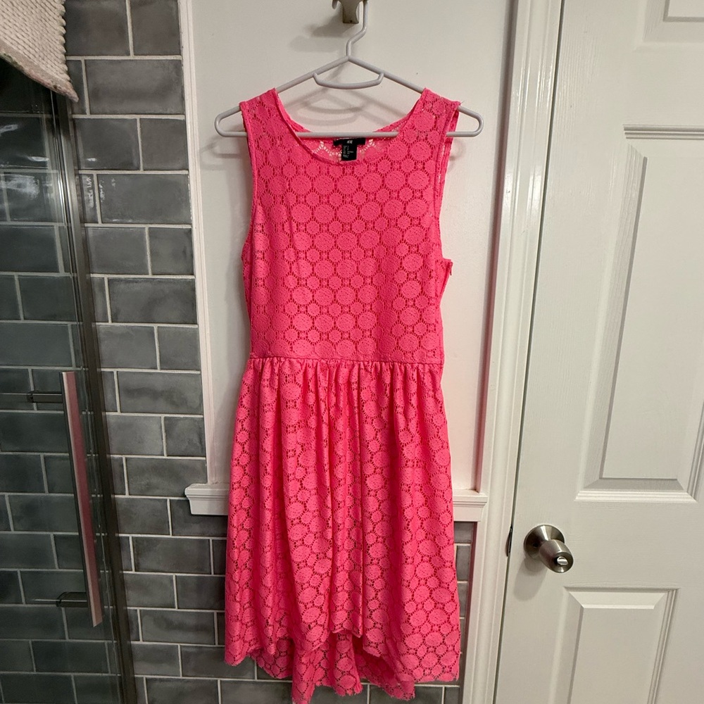 H&M Hot Pink Lace Midi Dress - Size S